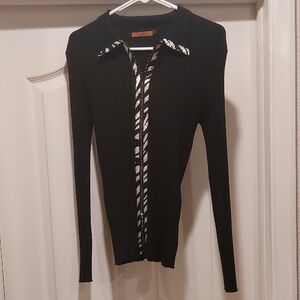 Belldini Black Ribbed Long Sleeve Top